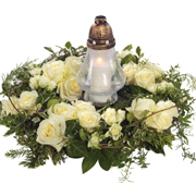 White Rose Wreath and Lantern