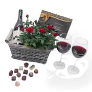 Red Rose Plant, Merlot Wine 75cl and Fougere&#39; Chocolates