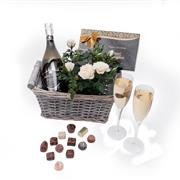Prosecco, White Rose Plant and Belgian Chocs