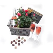Rosado Wine, Pink Rose Plant &amp; Chocolates 125g